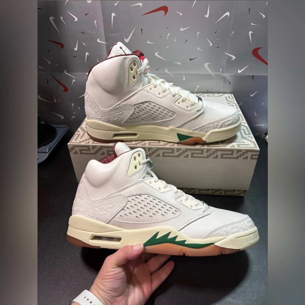 Size 13 - Air Jordan 5 Retro El Grito Sail Red Basketball Sneaker HF8833-100